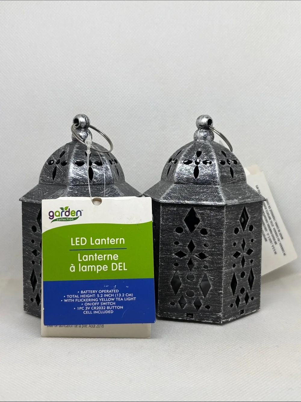 LED Lantern Pair in Distressed Gray NWT
